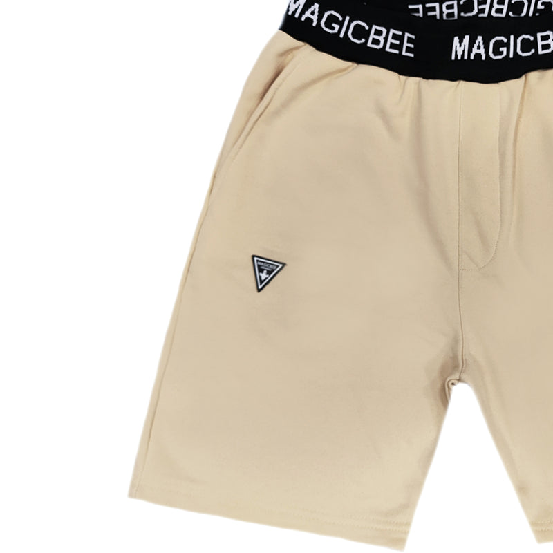 Magicbee - MB2455 - rib logo shorts - beige