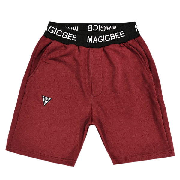 Βερμούδα Magicbee - MB2455 - rib logo shorts σκούρο κόκκινο