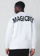 Unisex μακρυμάνικο φούτερ Magicbee - MB24700 - knit sweater logo λευκό