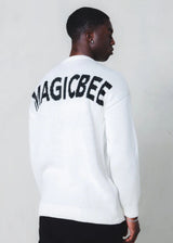 Unisex μακρυμάνικο φούτερ Magicbee - MB24700 - knit sweater logo λευκό