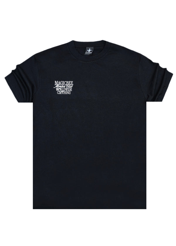 Ανδρική κοντομάνικη μπλούζα Magicbee - MB2514 - signature logo oversized fit μαύρο