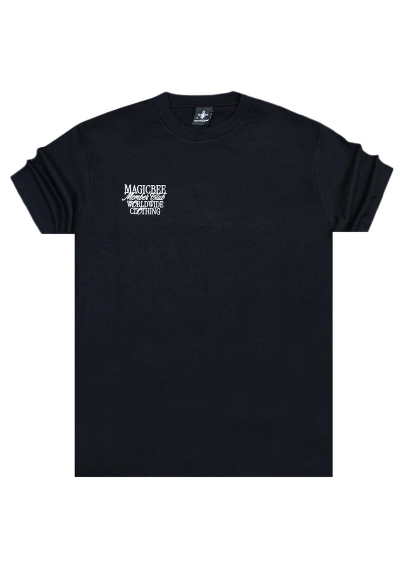 Ανδρική κοντομάνικη μπλούζα Magicbee - MB2514 - signature logo oversized fit μαύρο