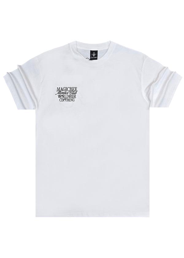 Ανδρική κοντομάνικη μπλούζα Magicbee - MB2514 - signature logo oversized fit λευκό