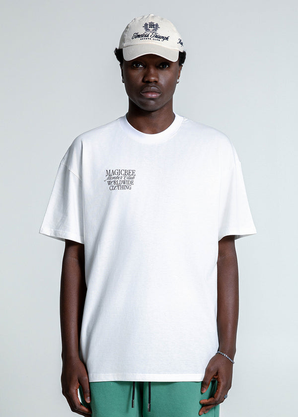 Ανδρική κοντομάνικη μπλούζα Magicbee - MB2514 - signature logo oversized fit λευκό