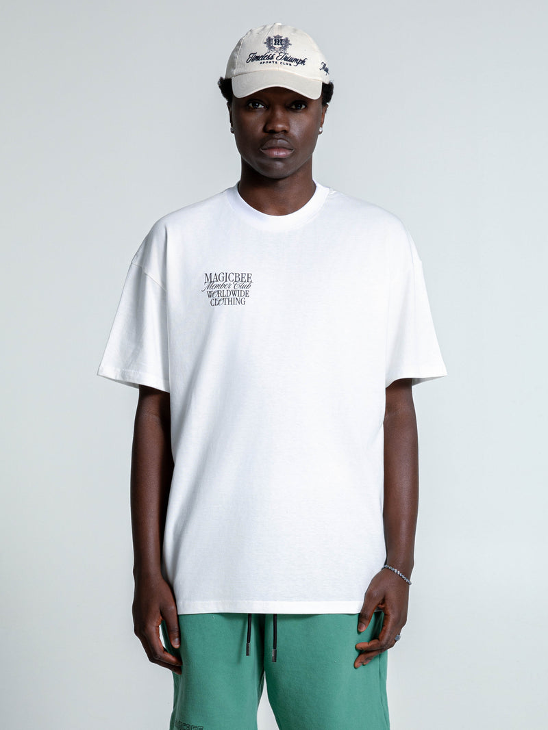 Ανδρική κοντομάνικη μπλούζα Magicbee - MB2514 - signature logo oversized fit λευκό