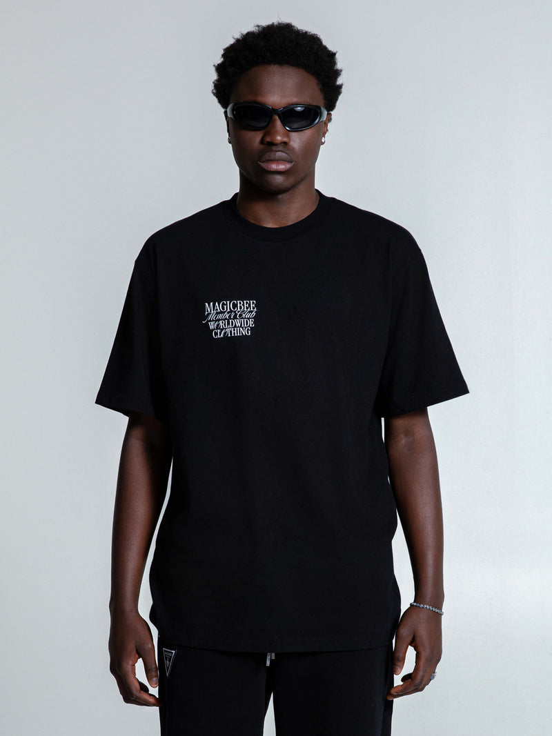 Ανδρική κοντομάνικη μπλούζα Magicbee - MB2514 - signature logo oversized fit μαύρο