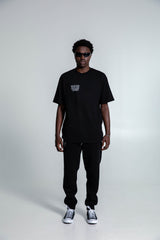 Ανδρική κοντομάνικη μπλούζα Magicbee - MB2514 - signature logo oversized fit μαύρο