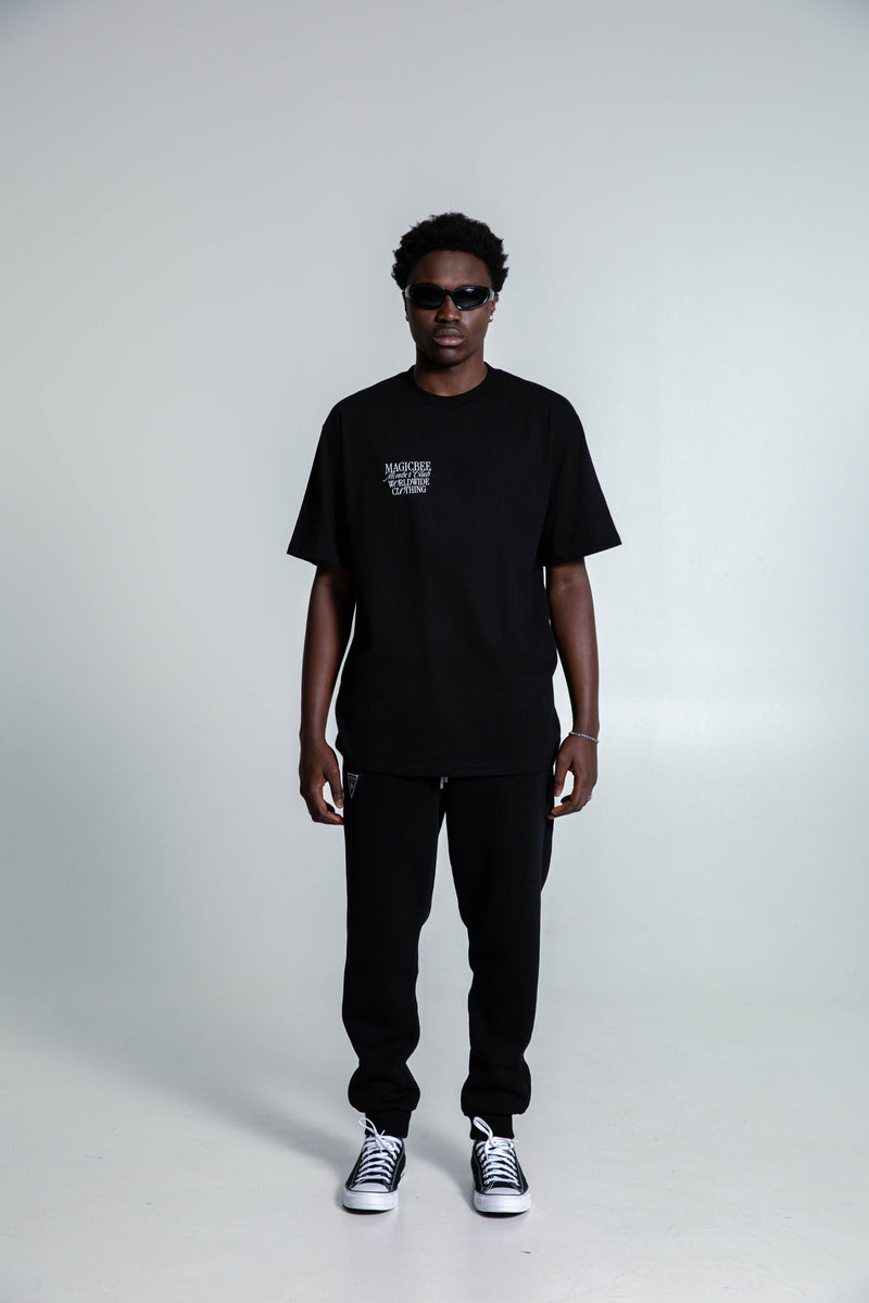 Ανδρική κοντομάνικη μπλούζα Magicbee - MB2514 - signature logo oversized fit μαύρο