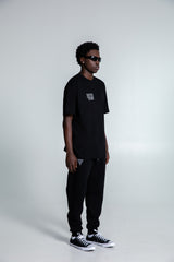 Ανδρική κοντομάνικη μπλούζα Magicbee - MB2514 - signature logo oversized fit μαύρο