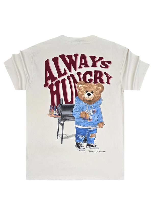 Ανδρική κοντομάνικη μπλούζα GUF - MD6536 - hungry and sweet regular fit μπεζ