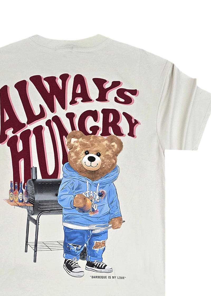 Ανδρική κοντομάνικη μπλούζα GUF - MD6536 - hungry and sweet regular fit μπεζ