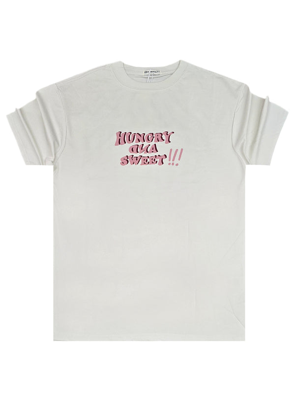 Ανδρική κοντομάνικη μπλούζα GUF - MD6536 - hungry and sweet regular fit μπεζ
