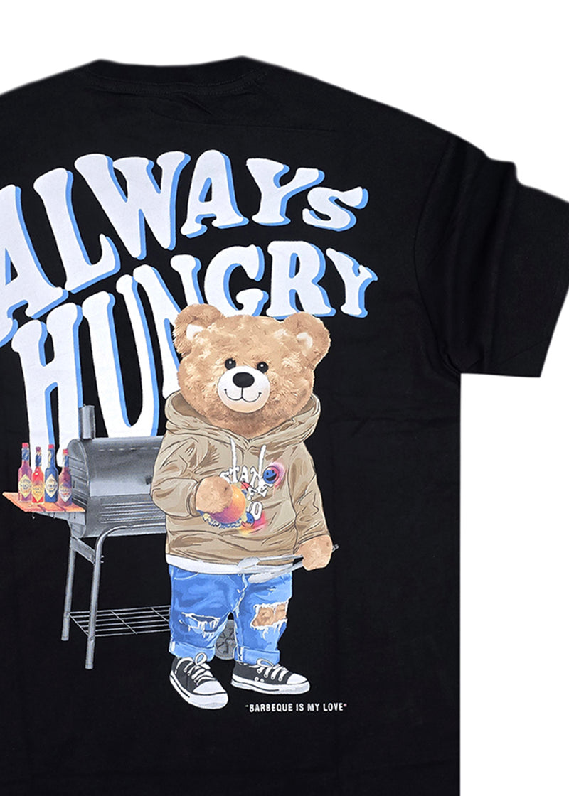 Ανδρική κοντομάνικη μπλούζα GUF - MD6536 - hungry and sweet regular fit μαύρο