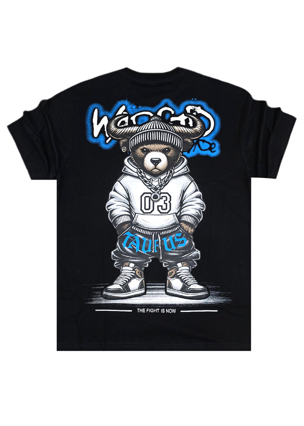 Ανδρική κοντομάνικη μπλούζα - GUF - MD6565 - warstd logo regular fit t-shirt μαύρο