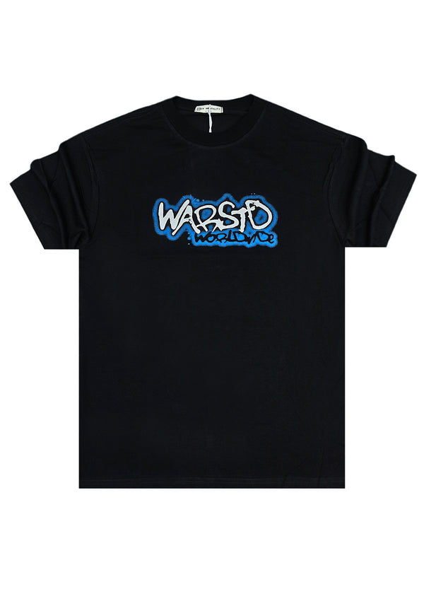 Ανδρική κοντομάνικη μπλούζα - GUF - MD6565 - warstd logo regular fit t-shirt μαύρο