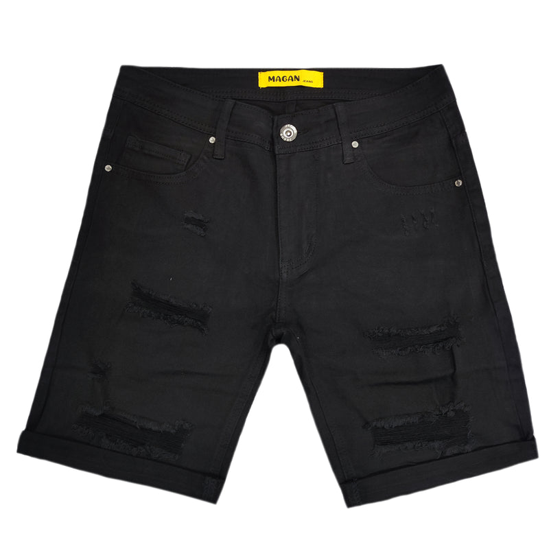 Ανδρική βερμούδα από ύφανση jeans Gang - MG807 - fabric jeans shorts μαύρο