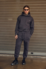 Ανδρικό φούτερ με κουκούλα Vinyl Art Clothing - 84815-09 - emblem hoodie oversized γκρι