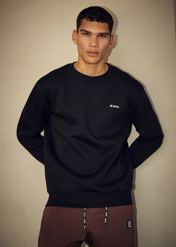 Ανδρικό μακρυμάνικο φούτερ Vinyl Art Clothing - 24242-01 - insignia sweatshirt regular fit μαύρο