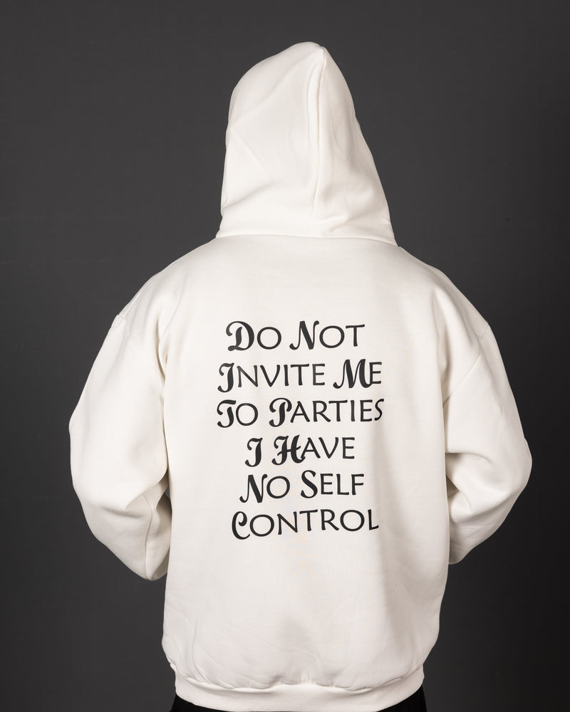 Ανδρικό oversize φούτερ με κουκούλα Close society - C25-300K - no self control hoodie λευκό