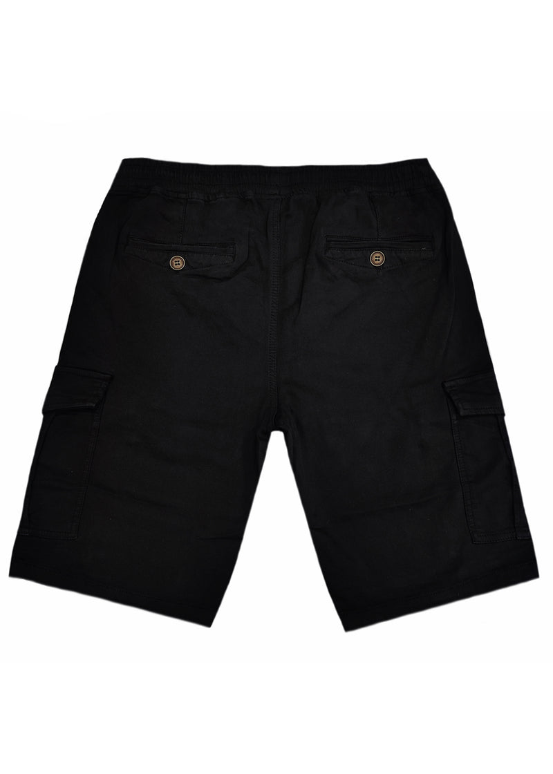 Ανδρική βερμούδα υφασμάτινη κάργκο  GUF - NFS808-4 - fabric cargo regular fit shorts μαύρο