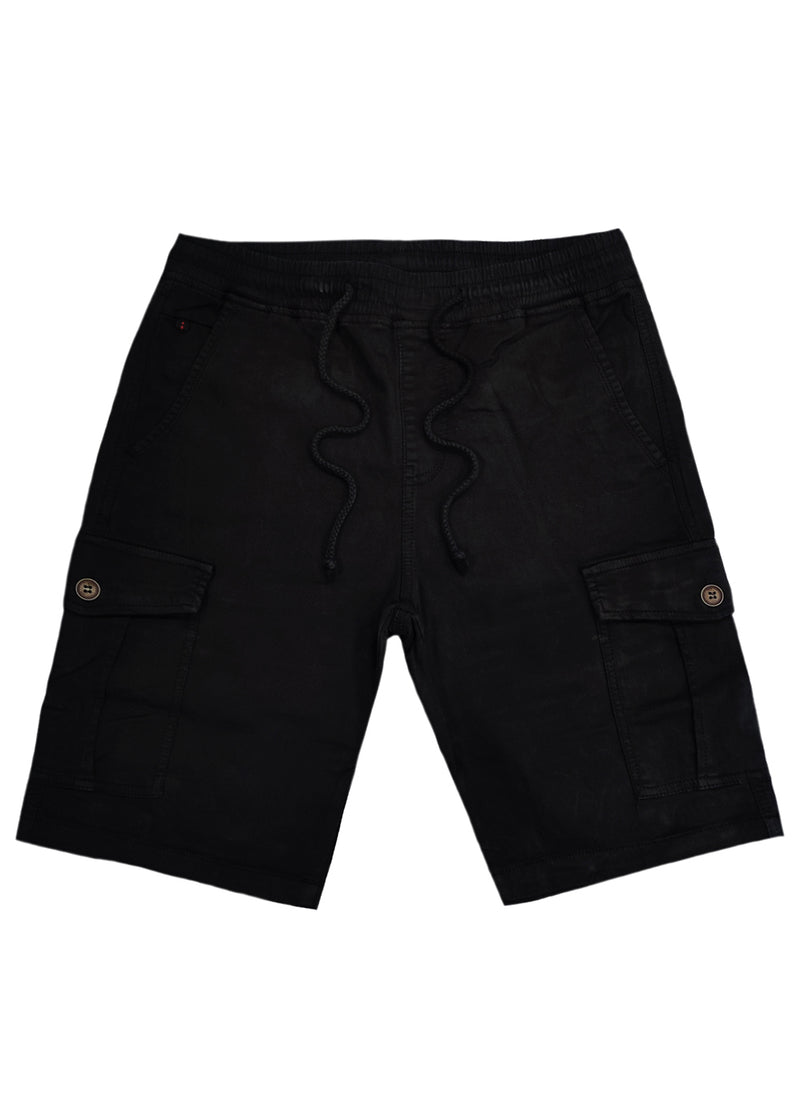 Ανδρική βερμούδα υφασμάτινη κάργκο  GUF - NFS808-4 - fabric cargo regular fit shorts μαύρο