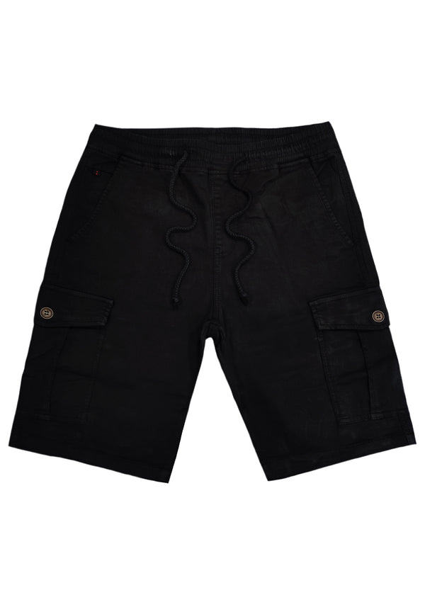 Ανδρική βερμούδα υφασμάτινη cargo GUF - NFS808-4 - fabric cargo shorts μαύρο