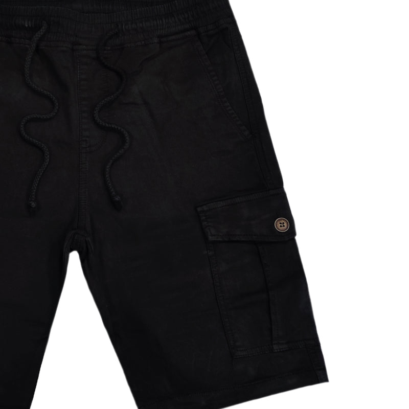 Ανδρική βερμούδα υφασμάτινη cargo Gang - NFS808-4 - fabric cargo shorts μαύρο