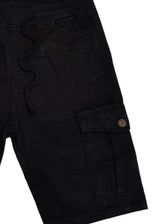 Ανδρική βερμούδα υφασμάτινη κάργκο  GUF - NFS808-4 - fabric cargo regular fit shorts μαύρο