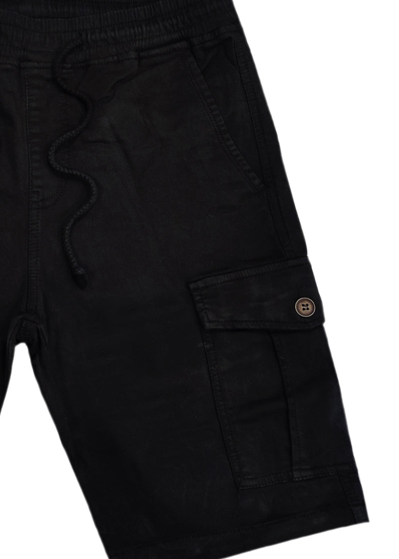 Ανδρική βερμούδα υφασμάτινη κάργκο  GUF - NFS808-4 - fabric cargo regular fit shorts μαύρο