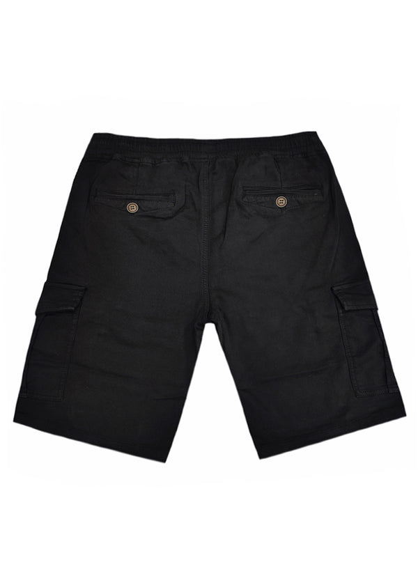 Ανδρική βερμούδα υφασμάτινη κάργκο  GUF - NFS808-4 - fabric cargo regular fit shorts μαύρο