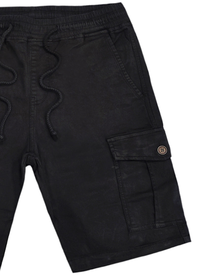 Ανδρική βερμούδα υφασμάτινη κάργκο  GUF - NFS808-4 - fabric cargo regular fit shorts μαύρο