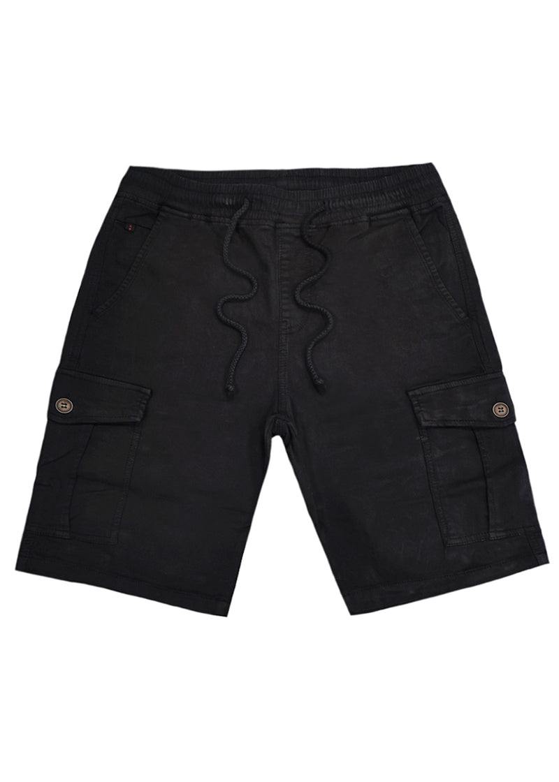 Ανδρική βερμούδα υφασμάτινη κάργκο  GUF - NFS808-4 - fabric cargo regular fit shorts μαύρο