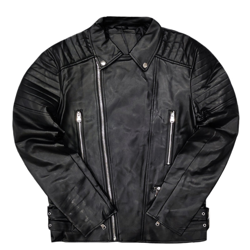 Ανδρική Ζακέτα Gang - P-1811-1 - leatherette μαύρο