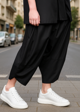 Ανδρικό παντελόνι με άνετη γραμμή Tony Couper - P26/1 - black loose pants μαύρο