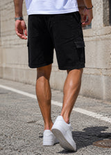 Ανδρική βερμούδα κάργκο τζιν GUF - PC-7137 - cargo jeans regular fit shorts μαύρο