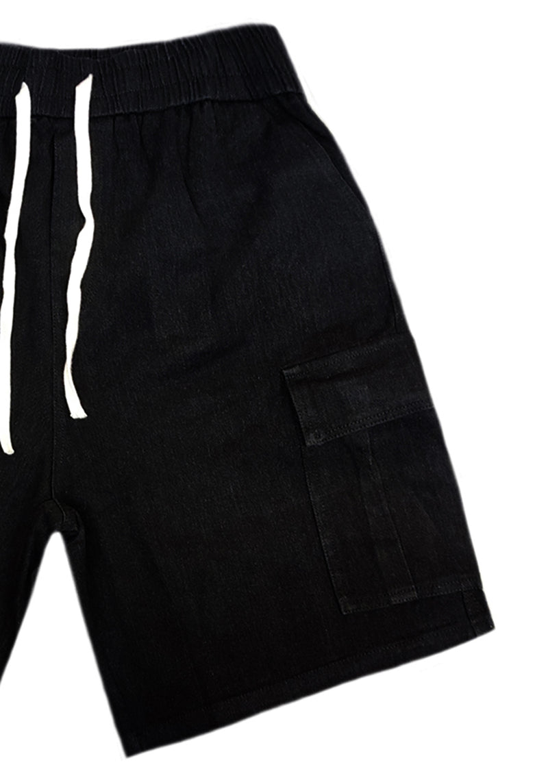 Ανδρική βερμούδα κάργκο τζιν GUF - PC-7137 - cargo jeans regular fit shorts μαύρο