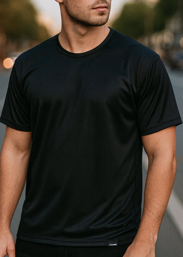 Ανδρική κοντομάνικη μπλούζα punto Close Society - TSN-200-punto tee regular fit μαύρο