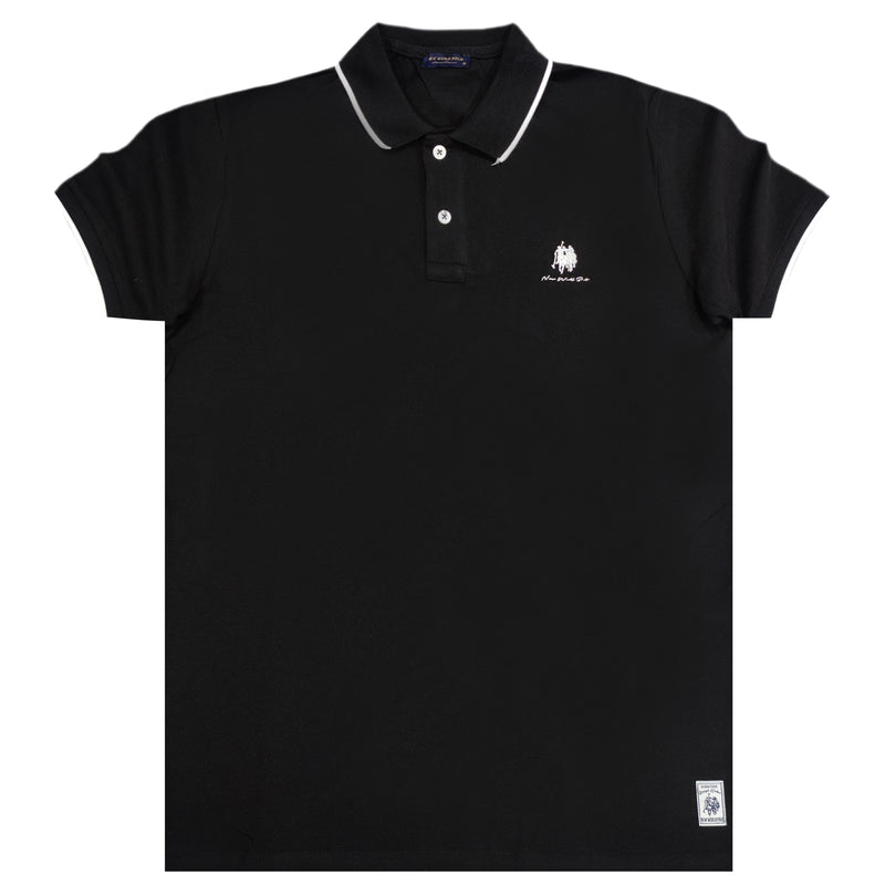 Ανδρική κοντομάνικη μπλούζα New World Polo - POLO-1002 - colar t-shirt μαύρο