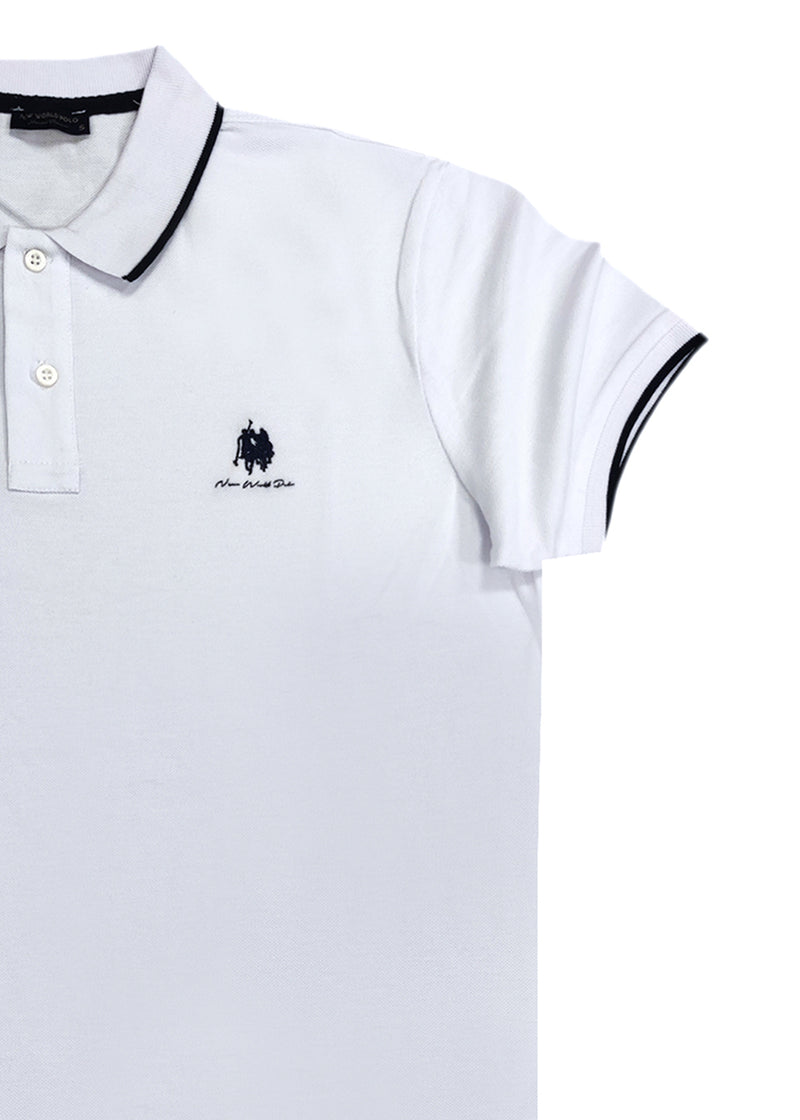 Ανδρική κοντομάνικη μπλούζα New World Polo - POLO-1002 - colar t-shirt λευκό