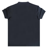 Ανδρική κοντομάνικη μπλούζα New World Polo - POLO-1004 - mao colar logo σκούρο μπλε