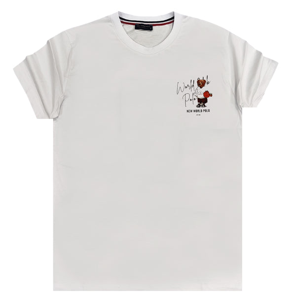 Ανδρική κοντομάνικη μπλούζα New World Polo - POLO-2017 - basket bear logo λευκό