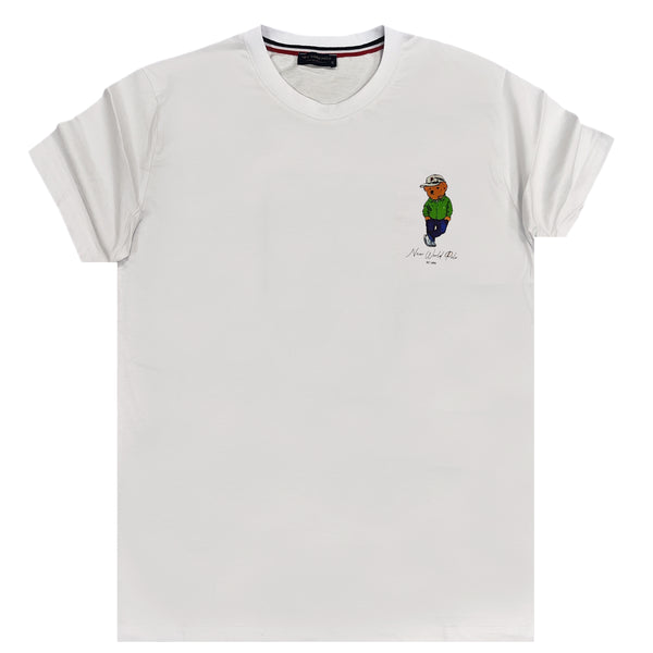 Ανδρική κοντομάνικη μπλούζα New World Polo - POLO-2019 - hat bear logo λευκό