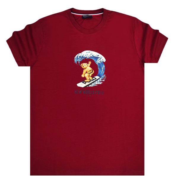 New World Polo - POLO-2023 - surf bear t-shirt - red