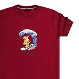 Ανδρική κοντομάνικη μπλούζα New World Polo - POLO-2023 - surf bear logo σκούρο κόκκινο