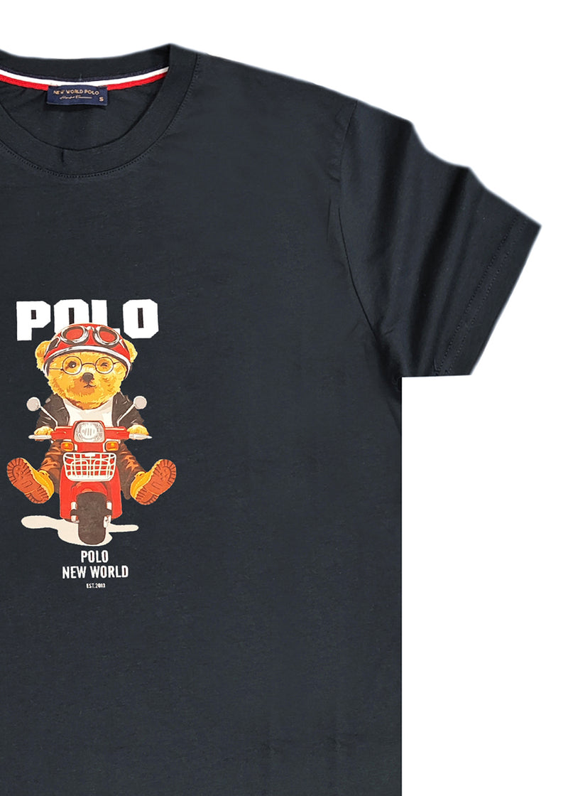 Ανδρική κοντομάνικη μπλούζα New World Polo - POLO-2024 - scooter bear logo σκούρο μπλε