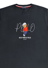 Ανδρική κοντομάνικη μπλούζα New World Polo - POLO-2025 - hat bear logo σκούρο μπλε