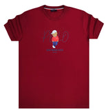 Ανδρική κοντομάνικη μπλούζα New World Polo - POLO-2025 - hat bear logo σκούρο κόκκινο