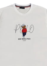 Ανδρική κοντομάνικη μπλούζα New World Polo - POLO-2025 - hat bear logo λευκό