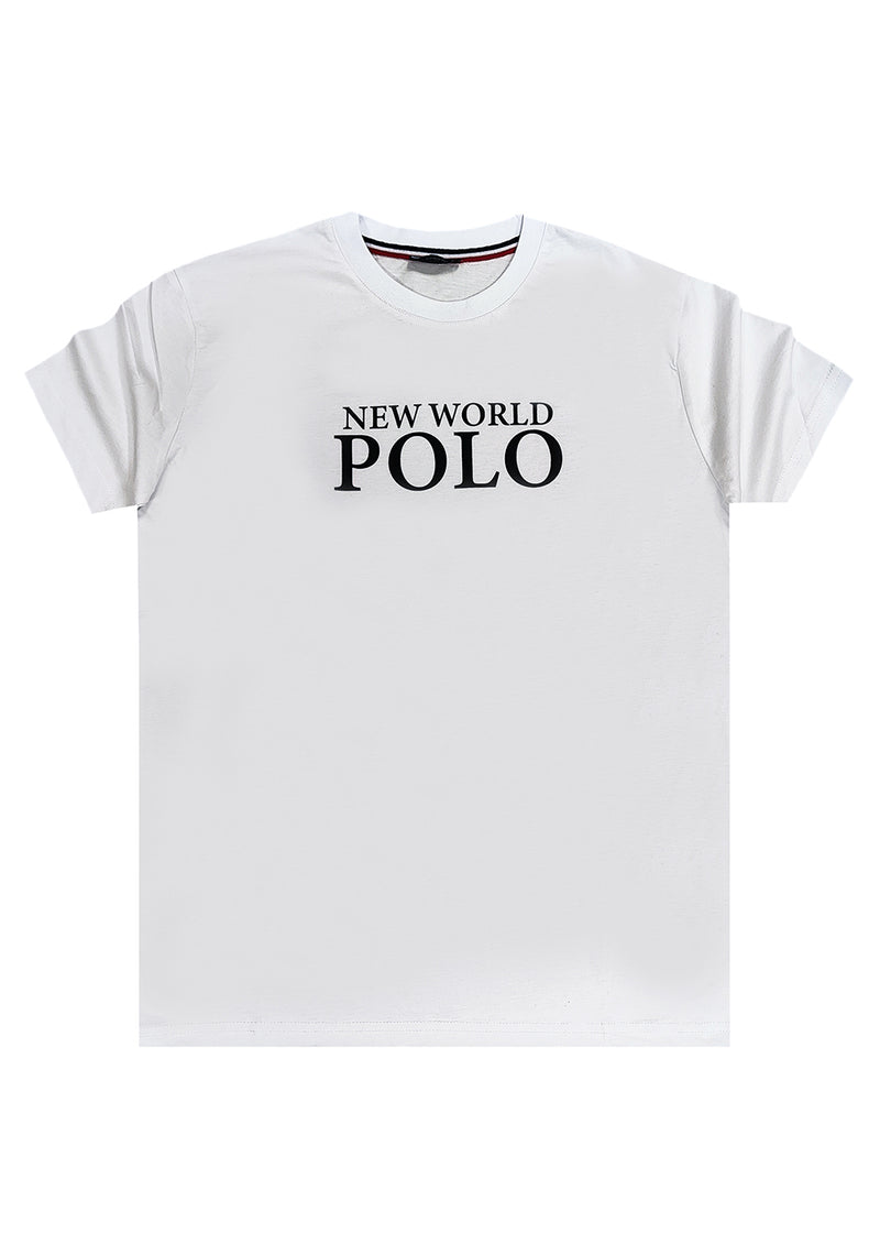 Ανδρική κοντομάνικη μπλούζα New World Polo - POLO-2030 - logo t-shirt λευκό