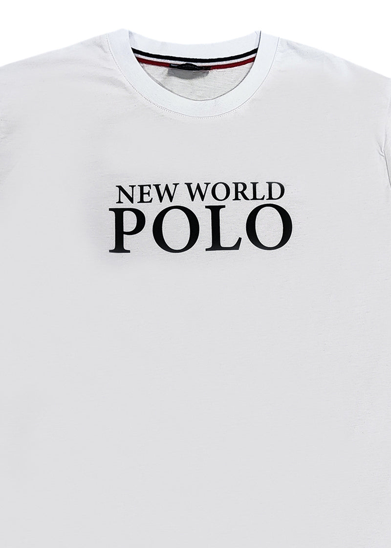 Ανδρική κοντομάνικη μπλούζα New World Polo - POLO-2030 - logo t-shirt λευκό